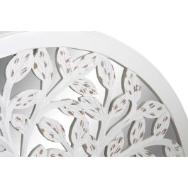 DKD Home Decor Decoración de Pared Estilo Indio Blanco con Espejo y Madera de Mango Diseño Árbol 60x60x2 cm