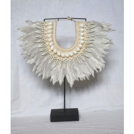 DKD Home Decor Adorno Decorativo de Estilo Balinés con Plumas, Conchas y Estructura de Hierro. Colores Beige y Negro, Medidas 42x44x9.5 cm Precio: 44.37312. SKU: S3018778
