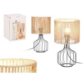 Giftdecor Lámpara Sobremesa Base Tulipa Cuerda Metal Papel Negro Natural 20x28x20 cm (Set de 4) Precio: 47.49999958. SKU: B19C7DVVF2