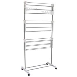 Je cherche une Idee Tendedero 3 Niveles Plegable con Ruedas, 16 Metros de Capacidad, Ideal para Ahorrar Espacio