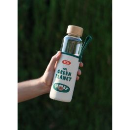 ERIK Botella de Agua Shooky BT21 de Cristal 500ml con Tapón de Bambú y Funda de Neopreno
