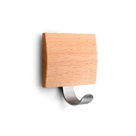 Inofix Colgador adhesivo haya con gancho, acero inoxidable y madera, múltiples espacios