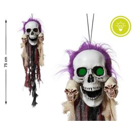 Calavera Colgante Pirata Con Pelo Morado Y Luz En Ojos 75 cm - Decoración Temática Halloween Precio: 11.49999972. SKU: B14TS2YDHB