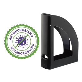 Archivo 2000 Revistero Cajetín de Archivo Antimicrobiano Sanitized Poliestireno Lomo 80 mm Negro 250x80x320 mm