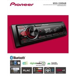 Pioneer MVH-330DAB Autorradio 1 DIN Negro con Bluetooth, USB, DAB+, y Android. 200W de potencia, pantalla LCD.