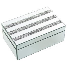 Caja-Joyero Alexandra House Living Gris Cristal Espejo 22 x 9 x 14 cm