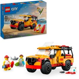 LEGO 60453 Furgoneta de Rescate del Socorrista City: Set de Construcción con 2 Minifiguras, Tiburón y Accesorios de Playa para Niños +6 años