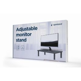 Gembird MS-TABLE-01 Soporte de Escritorio de Acero Ajustable para Monitor y Portátil, Diseño Compacto, 3 Niveles de Altura, Negro