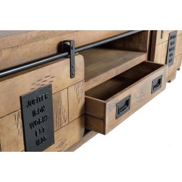 Giner y Colomer Mueble TV Industrial en Madera de Mango con 2 Puertas y Cajón