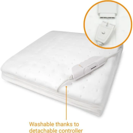 Medisana 61220 Cubrecolchón Calefactable con Dos Zonas de Calentamiento para Cuerpo y Pies, Suave y Acolchado