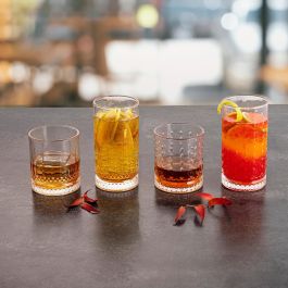 Quid Vaso Alto Vidrio Style 46 cL con Relieve Transparente Apto Lavavajillas