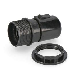 Edm Portalámparas con interruptor E27 negro 250V, salida frontal, termoplástico