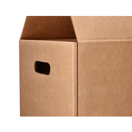 Q-connect Caja de Cartón para Embalar y Mudanzas Americana con Asas, Plegable, Kraft Reciclado Canal Simple, 400x290x220 mm