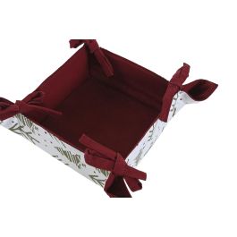DKD Home Decor Cesta de Navidad Alpina de Algodón Decorativa para Hogar con Diseño de Árboles Verde y Rojo 30x30x8 cm