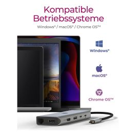 ICY BOX IB-DK4061-CPD USB-C Docking Station con Carga PD de 100W y Múltiples Puertos