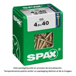 Spax Tornillo madera cabeza plana 4,5x40mm, rosca completa, yellox, ranura en cruz z2, 4cut, 100 unid. - 4081020450407