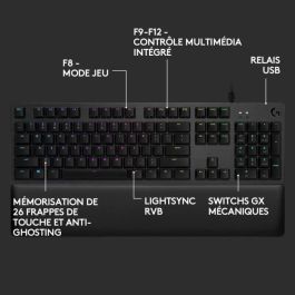 Logitech G G513 Teclado Gaming Mecánico RGB LIGHTSYNC con Interruptores GX Brown, Reposamanos de Espuma Viscoelástica, Carbono