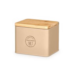 Kinvara Salero Tapa Bambú Beige Metal y Bambú 14x11x11 cm (Set de 12)