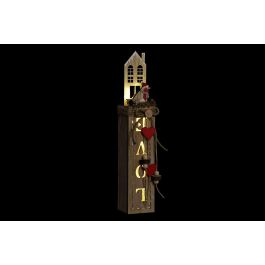 DKD Home Decor Decoración Luminosa Navidad Alpina Madera y LED Natural 36 cm de Alto Set de 2 Unidades (2 Pilas AAA)