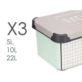 Kipit Set 3 Pzs Cajas Plástico Estampado Home 39x29x23.5 cm