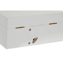DKD Home Decor Joyero Romantico Blanco Madera Espejo Musical 15 x 10 x 21 cm