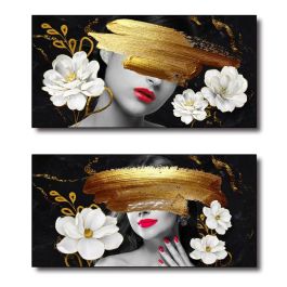 DKD Home Decor Cuadro Lienzo MDF Dorado Negro Blanco Rojo Chica Abstracto 2 x 40 x 80 cm (2 Unidades) Precio: 15.49999957. SKU: B14HFM6TGV