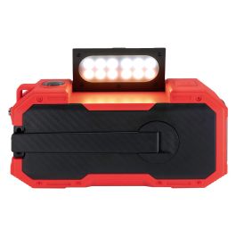 Albrecht DR 112 Radio Digital DAB+/UKW con Manivela, USB-C, Resistente al Agua IPX5, FM, Autonomía 10h, Negro/Rojo