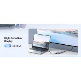Ugreen CM511 20956A Hub USB-C 6 en 1 Plata - HDMI 4K, 3x USB 3.0, Lector SD/TF - Datos 5Gb/s