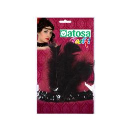 Diadema Negro Brillante Con Pluma - Accesorio para Fiestas Temáticas de los Años 20, Cabaret o Eventos Retro - Polyester Diadema Negro Brillante Con Pluma - Accesorio para Fiestas Temáticas de los Años 20, Cabaret o Eventos Retro - Polyester