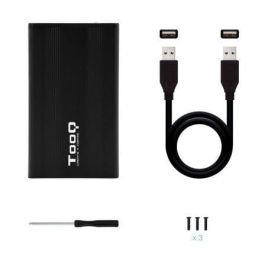 TooQ TQE-2510B Caja Externa para Disco Duro 2.5" USB 2.0 4 TB Máx. SATA I/II/III Aluminio Negro Compatible Windows Mac Linux