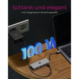 ICY BOX IB-DK4012-CPD Docking Station USB-C 9-en-1, PD 100W, 2xHDMI 4K, Gigabit Ethernet, Lector Tarjetas SD/MicroSD