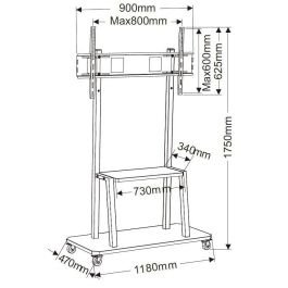 Vivolink Soporte móvil trolley con ruedas para pantallas 42" a 100" máx. 150kg VESA con estante medios Vivolink Soporte móvil trolley con ruedas para pantallas 42" a 100" máx. 150kg VESA con estante medios