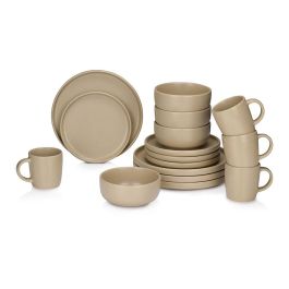 Alpina Vajilla Cerámica Taupe Completa 16 Piezas: 4 Platos Llanos, 4 Postre, 4 Bols, 4 Tazas - Apta Lavavajillas y Microondas Precio: 62.50000053. SKU: B12ZGDGAL9
