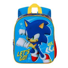 Sonic The Hedgehog - SEGA Elite Go Mochila Preescolar 3D con Relieve Frontal, Compartimento Único, Bolsillo Malla Lateral, Acolchada, 7L Azul