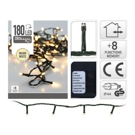 Guirnalda Multifunción 180 LEDs Blanco Cálido Exterior 16,5 m con 8 Funciones, Cable Verde y Protección IP44