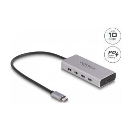 DeLOCK USB Type-C Hub con 4 puertos USB-C + 1 USB-C PD 85W, 10 Gbps (USB 3.2 Gen 2), Aluminio, Cable 30cm