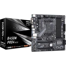 Asrock Placa Base AM4 B450M Pro4, Chipset AMD B450, Micro ATX, 128GB DDR4, RGB, Dual M.2, USB 3.2 Gen2, 90-MXBEG0-A0UAYZ Precio: 98.50000039. SKU: S7820974