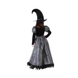 Disfraz Bruja Infantil 10-12 Años Halloween Sombrero Vestido Gris Negro Brillante
