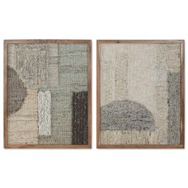 DKD Home Decor Cuadro Urban Abstracto Beige Gris 75x60 cm Algodón Acacia (2 Unidades) Precio: 133.50000059. SKU: B138BKHW48