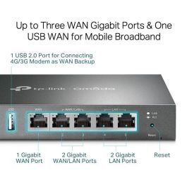 Tp-Link ER605 Router VPN Gigabit Omada SDN, 5 Puertos Gigabit, 3 WAN, USB para Banda Ancha Móvil, 20 Conexiones IPsec Tp-Link ER605 Router VPN Gigabit Omada SDN, 5 Puertos Gigabit, 3 WAN, USB para Banda Ancha Móvil, 20 Conexiones IPsec