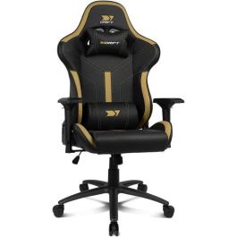 Drift DR350GOLD Silla Gaming Reposabrazos 4D Reclinable 90-135° Cojines Lumbar Cervical Soporta 150 kg Oro Negro