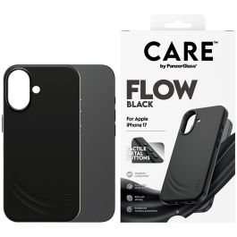 PanzerGlass Feature Flow Case Funda MagSafe iPhone 17 Negra de Silicona Reciclada, Protección Caídas 3.6m Resistente Golpes