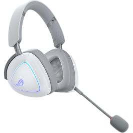 ASUS ROG Delta II Auriculares Gaming Inalámbricos/Alámbricos USB-C con Micrófono Extraíble y Luz RGB, Blanco