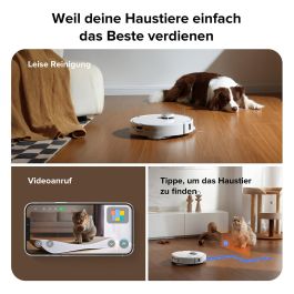 Roborock Qrevo Curv 5A1 Robot Aspirador y Fregador con Estación Base Multifunción Sin Bolsa, Color Negro y Blanco