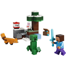 LEGO 21583 Minecraft La Aventura de Steve en la Taiga - Set de Construcción 79 Piezas con Figura de Steve, Creeper, Zorro y Conejo para Niños +6 Años