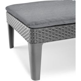 ALLIBERT by KETER Tumbona Jaipur 4 Posiciones de Resina Imitación Ratán Tejido Gris Oscuro con Cojín 187x58x29 cm