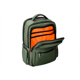 Antartik Mochila Volt Verde Militar, 5 Compartimentos, 23L, 450x180x330 mm, Interior Naranja, Repelente al Agua
