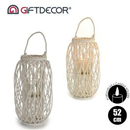 Giftdecor Portavela Mimbre Blanco 52 cm