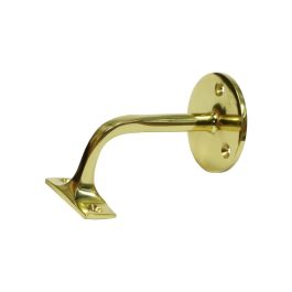 Edm Soporte para barandilla de latón pulido dorado, fijación 3 tornillos, base Ø5,5 cm, soporte 4,5 x 2 cm