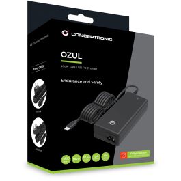 Conceptronic OZUL03BUK Cargador USB-C GaN 100W PD3.0/PPS Negro